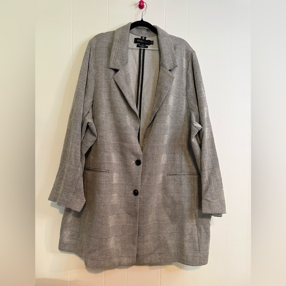 Studio by Torrid Plaid Blazer Jacket Women’s 6X Gray Black Long Sleeve Button - Picture 5 of 8
